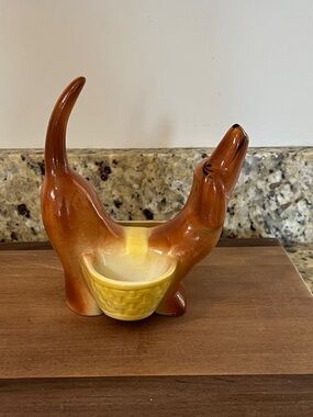 MCM 1950’s Rover Dachshund Ceramic Dresser Caddy
